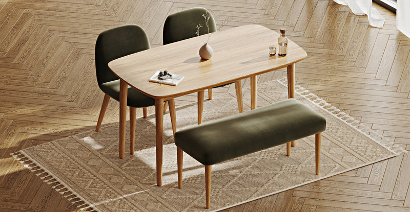 Lyno 77x140 Sabit Yemek Masası Takımı (Roa Bench & 2 Venn Sandalye) - Performans Keten