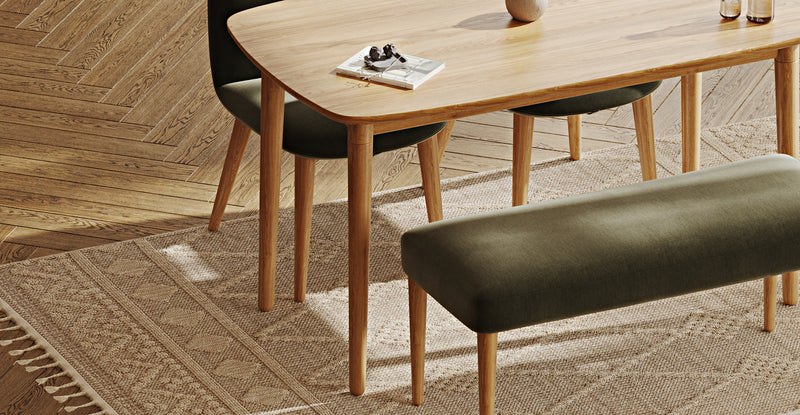Lyno 77x140 Sabit Yemek Masası Takımı (Roa Bench & 2 Venn Sandalye) - Performans Keten