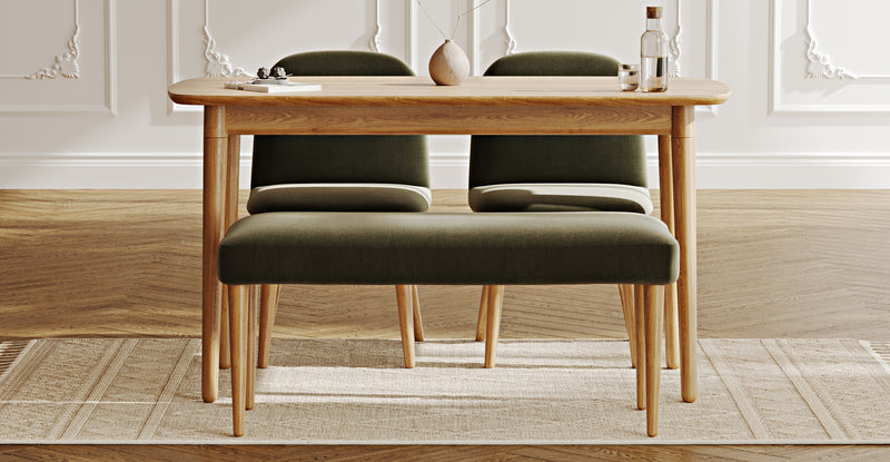 Lyno 77x140 Sabit Yemek Masası Takımı (Roa Bench & 2 Venn Sandalye) - Performans Keten