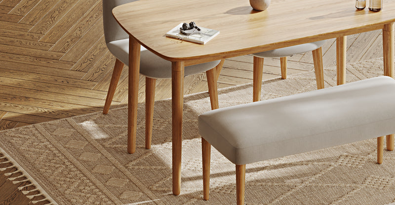 Lyno 77x140 Sabit Yemek Masası Takımı (Roa Bench & 2 Venn Sandalye) - Performans Keten
