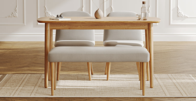 Lyno 77x140 Sabit Yemek Masası Takımı (Roa Bench & 2 Venn Sandalye) - Performans Keten