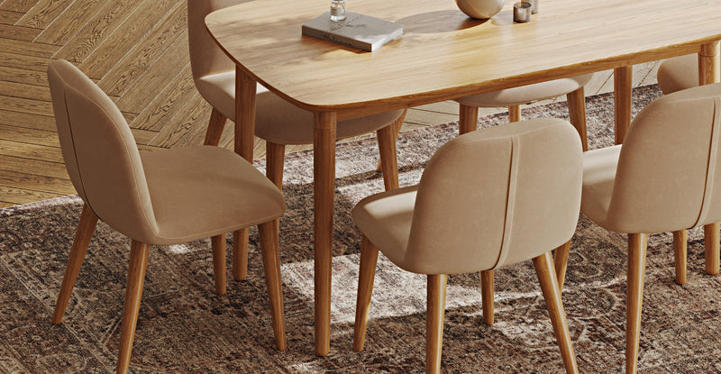 Lyno 77x140 Sabit Yemek Masası Takımı (6 Venn Sandalye) - Kadife