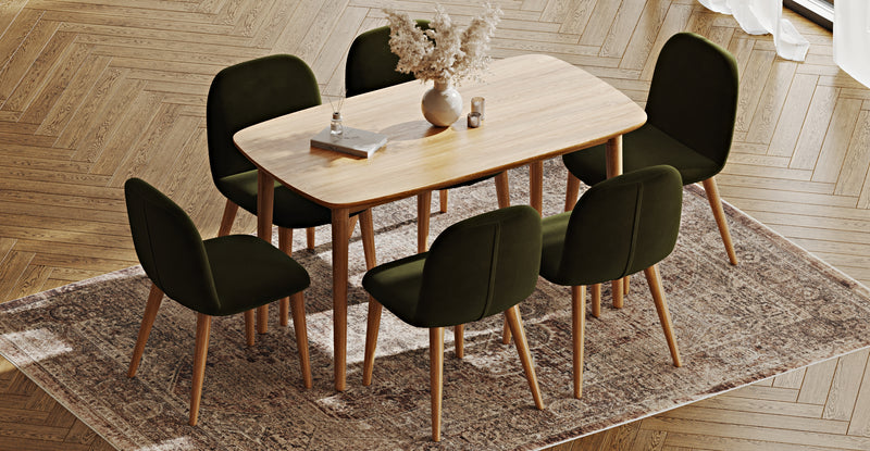 Lyno 77x140 Sabit Yemek Masası Takımı (6 Venn Sandalye) - Kadife