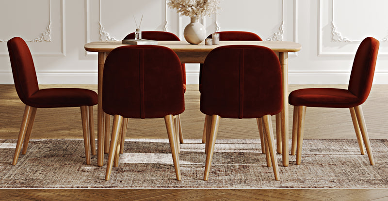 Lyno 77x140 Sabit Yemek Masası Takımı (6 Venn Sandalye) - Kadife