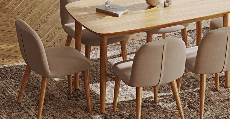 Lyno 77x140 Sabit Yemek Masası Takımı (6 Venn Sandalye) - Kadife