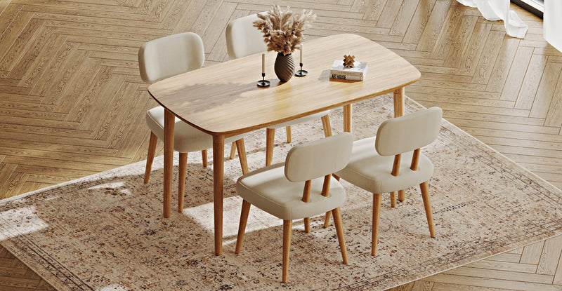 Lyno 77x140 Cm Sabit Yemek Masası Takımı (4 Roa Sandalye) - Doğal Doku