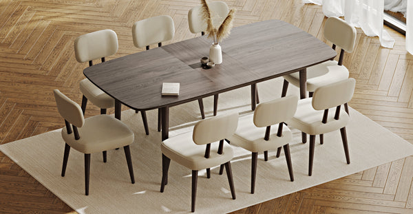 Lyno 97x160 Cm Açılır Yemek Masası Takımı (8Li Roa) - Doğal Doku