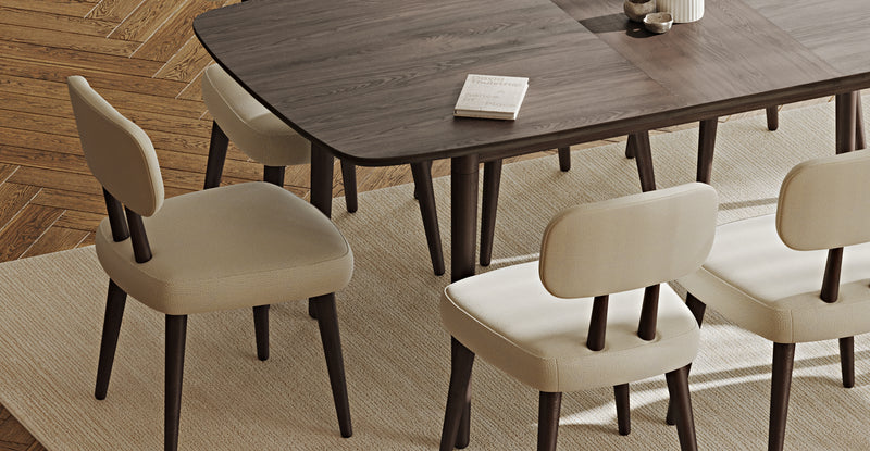 Lyno 97x160 Cm Açılır Yemek Masası Takımı (8Li Roa) - Doğal Doku