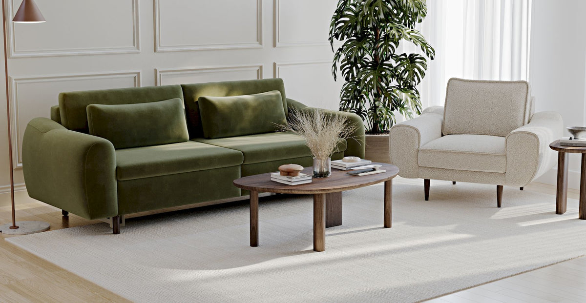 Nyra Yataklı Üçlü ve Klem Tekli Koltuk Takımı - Kadife & Bukle