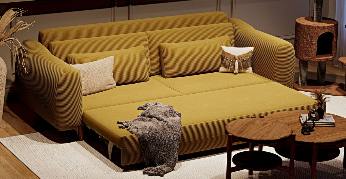 Nyra Yataklı Üçlü Koltuk ve Levy Berjer Bohem Koltuk Takımı - Fitilli Kadife