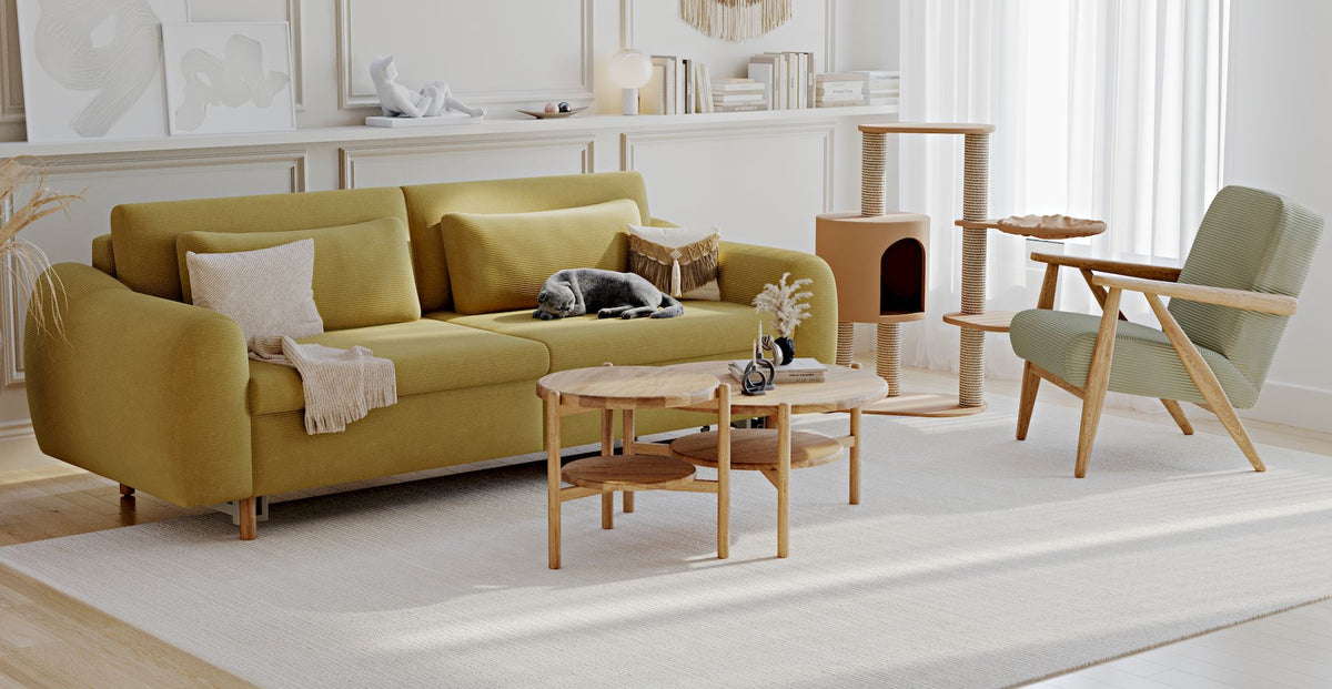 Nyra Yataklı Üçlü Koltuk ve Levy Berjer Bohem Koltuk Takımı - Fitilli Kadife