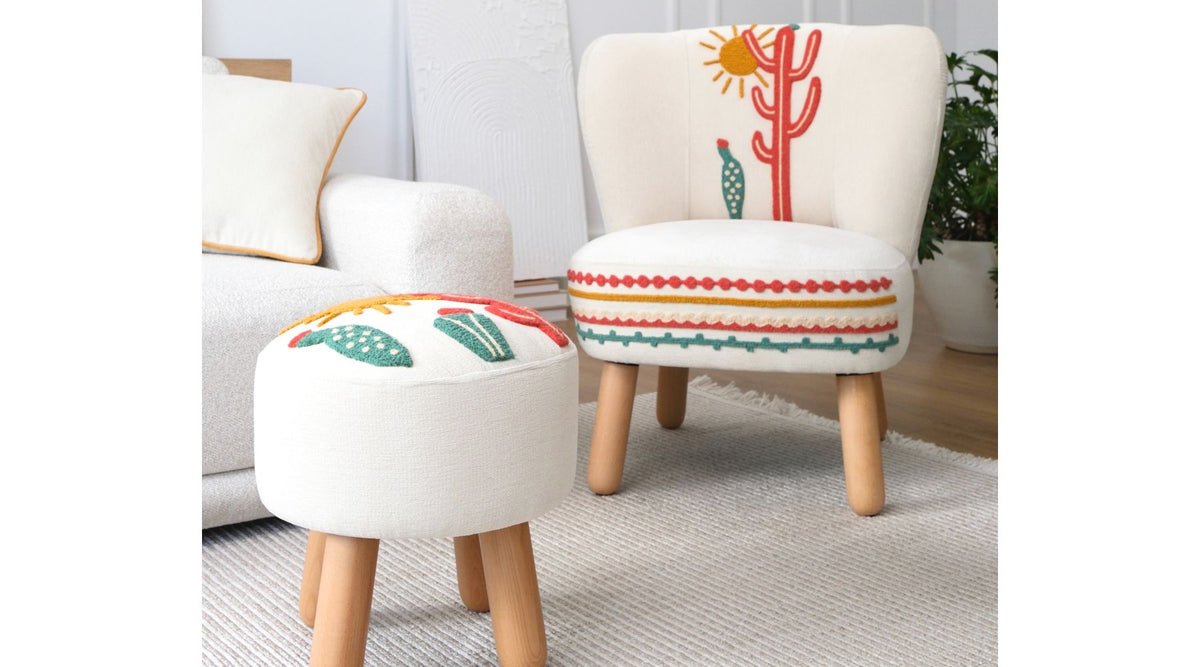 Opuntia Garden Punch Berjer & Puf Takımı