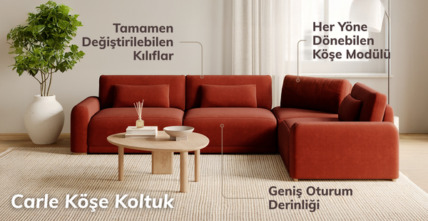 Carle 234 x 234 Köşe Çift Kollu - Fitilli Kadife