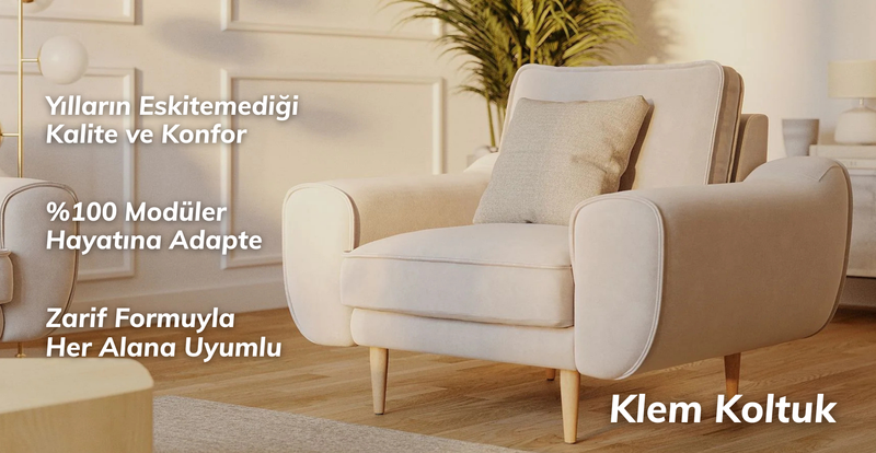 Klem Tekli Koltuk Ahşap Ayak - Performans Keten