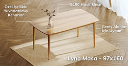 Lyno & Venn | 97x160 Açılır Masa ve Konsollu Yemek Odası Takımı – Midi (6 Kişilik) - Doğal Doku