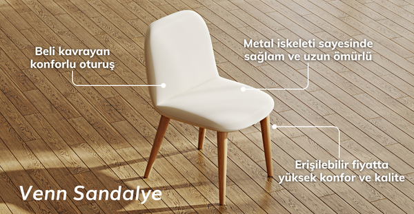 Lyno 77x140 Açılır Yemek Masası Takımı (6 Venn Sandalye) - Performans Kadife