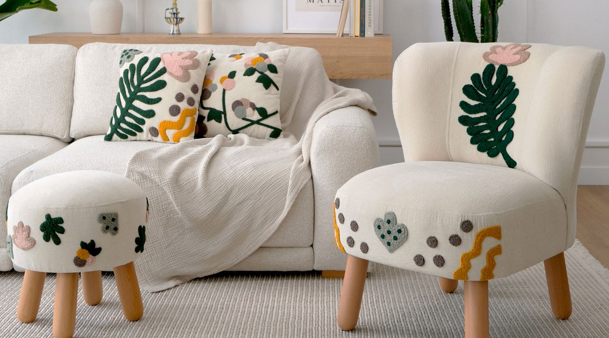 Jardin De Flores Punch Puf ve Kırlent Takımı