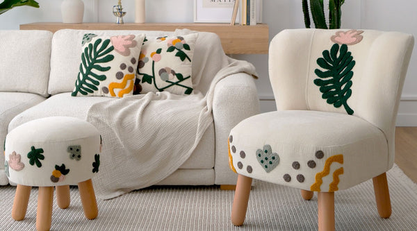 Pianta Fiorita Punch Berjer & Puf & Kırlent Takımı