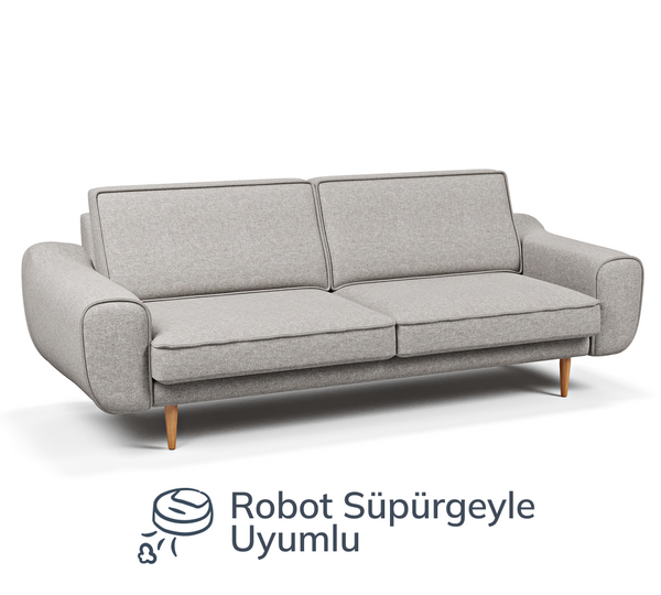 Klem Üçlü Koltuk Ahşap Ayak - Doğal Doku