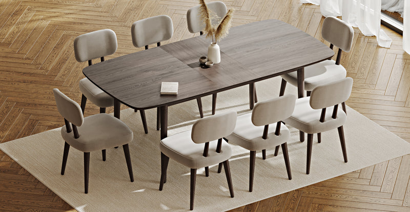Lyno 97x160 Cm Sabit Yemek Masası Takımı (8 Roa Sandalye) - Performans Keten