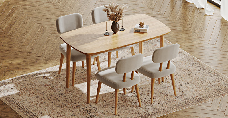 Lyno 77x140 Cm Sabit Yemek Masası Takımı (4 Roa Sandalye) - Performans Keten