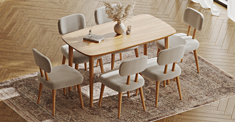 Lyno 77x140 Cm Sabit Yemek Masası Takımı (6 Roa Sandalye) - Performans Keten