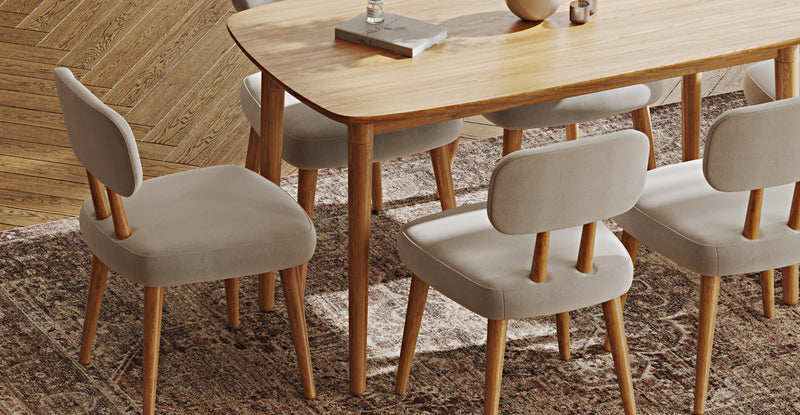 Lyno 77x140 Cm Sabit Yemek Masası Takımı (6 Roa Sandalye) - Performans Keten