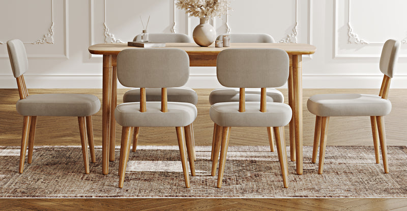 Lyno 77x140 Cm Sabit Yemek Masası Takımı (6 Roa Sandalye) - Performans Keten