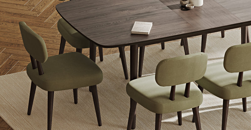 Lyno 97x160 Cm Açılır Yemek Masası Takımı (8Li Roa) - Fitilli Kadife