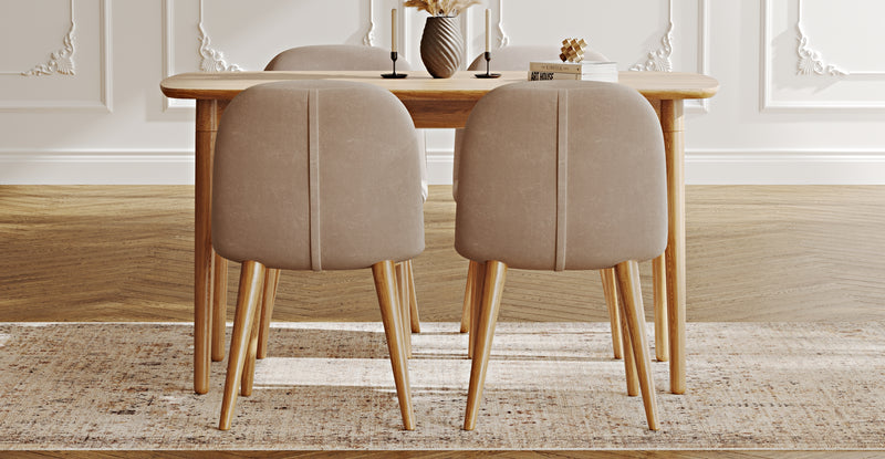 Lyno 77x140 Sabit Yemek Masası Takımı (4 Venn Sandalye) - Kadife