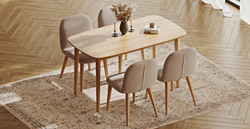 Lyno 77x140 Sabit Yemek Masası Takımı (4 Venn Sandalye) - Kadife