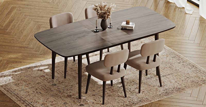 Lyno 97x160 Cm Açılır Yemek Masası Takımı (4 Roa Sandalye) - Kadife