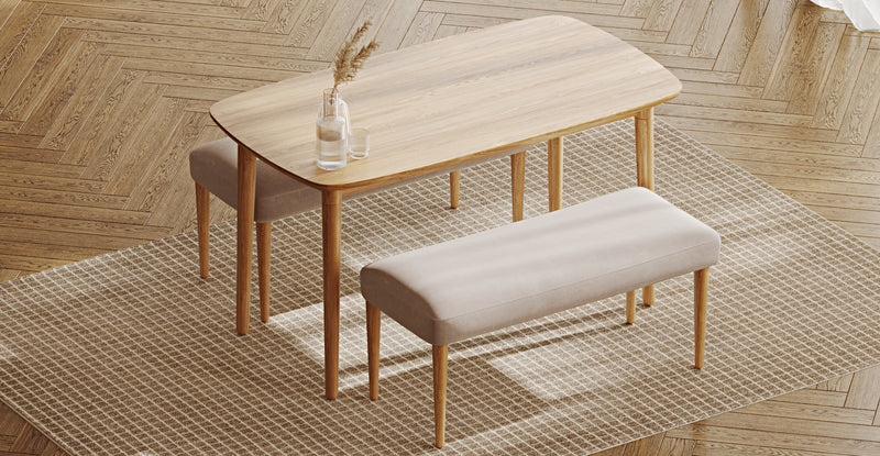 Lyno 77x140 Cm Sabit Yemek Masası Takımı (2 Roa Bench) - Kadife