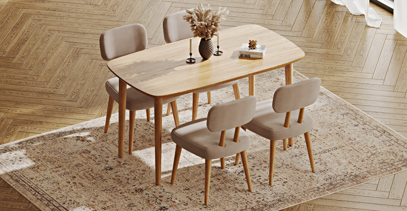 Lyno 77x140 Cm Sabit Yemek Masası Takımı (4 Roa Sandalye) - Kadife