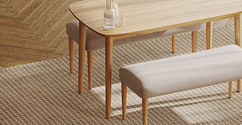 Lyno 77x140 Cm Sabit Yemek Masası Takımı (2 Roa Bench) - Kadife