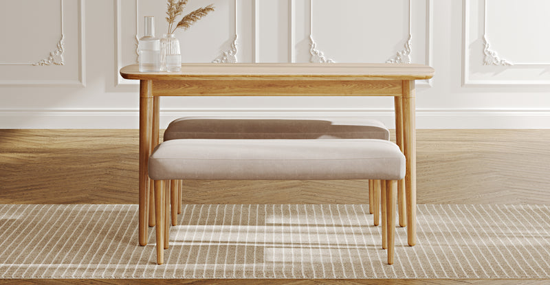 Lyno 77x140 Cm Sabit Yemek Masası Takımı (2 Roa Bench) - Kadife