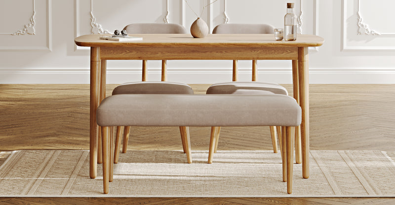 Lyno 77x140 Cm Sabit Yemek Masası Takımı (Roa Bench & 2 Roa Sandalye) - Kadife