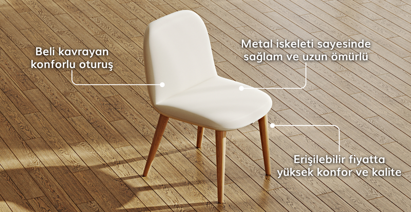 Lyno 97x160 Sabit Yemek Masası Takımı (4 Venn Sandalye) - Performans Kadife