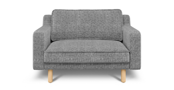 Klem Slim Loveseat Silindir Ahşap Ayak - Doğal Doku