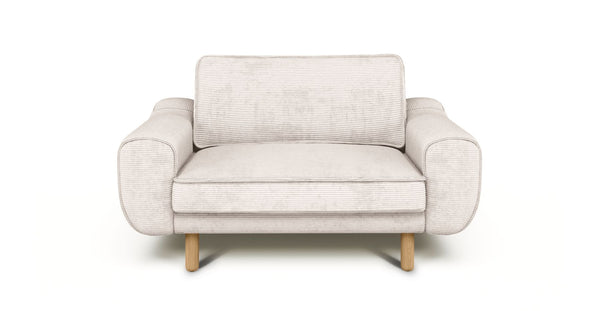 Klem Loveseat Silindir Ahşap Ayak - Fitilli Kadife