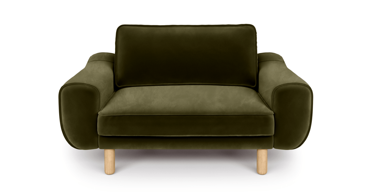 Klem Loveseat Silindir Ahşap Ayak - Kadife