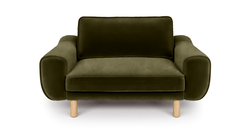 Klem Loveseat Silindir Ahşap Ayak - Kadife