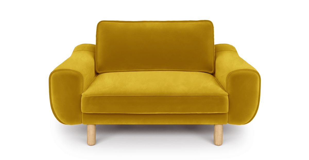 Klem Loveseat Silindir Ahşap Ayak - Kadife