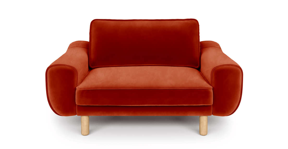 Klem Loveseat Silindir Ahşap Ayak - Kadife