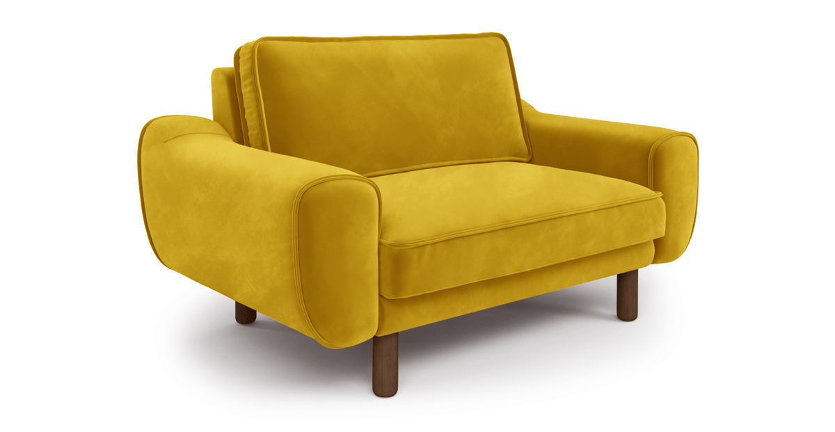 Klem Loveseat Silindir Ahşap Ayak - Kadife