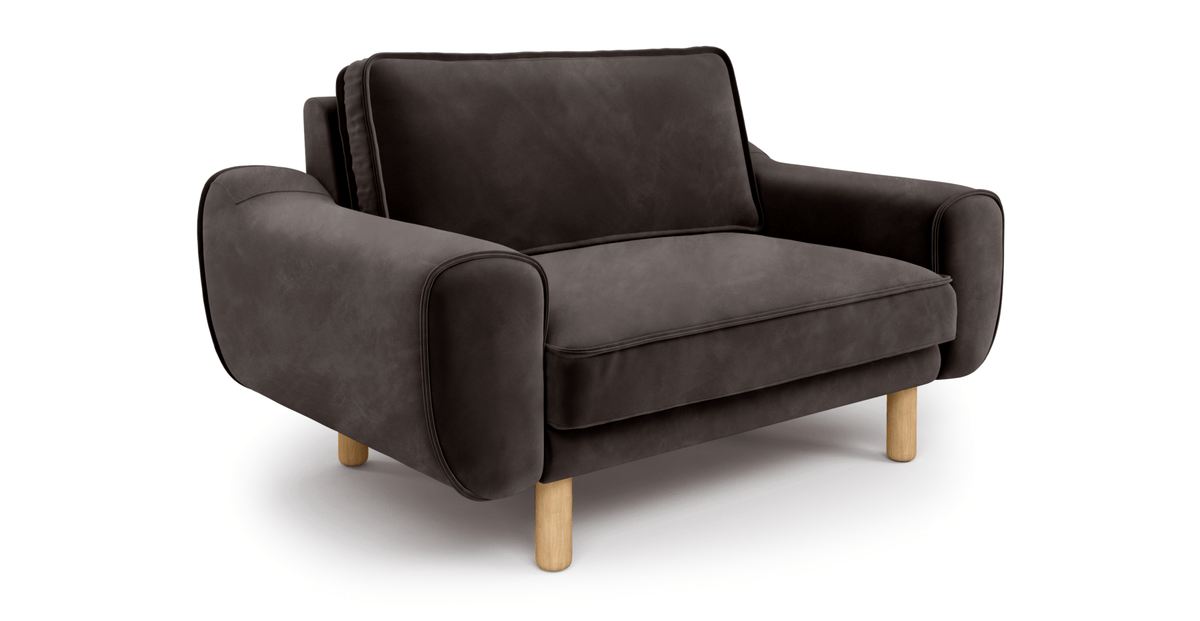 Klem Loveseat Silindir Ahşap Ayak - Kadife