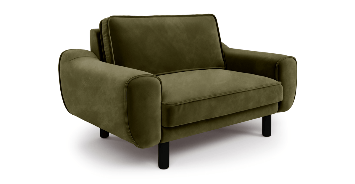 Klem Loveseat Silindir Ahşap Ayak - Kadife