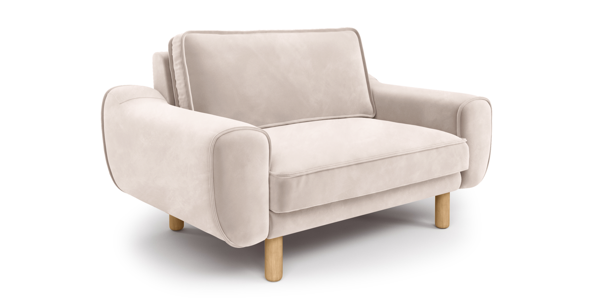 Klem Loveseat Silindir Ahşap Ayak - Kadife
