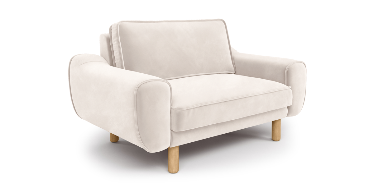Klem Loveseat Silindir Ahşap Ayak - Kadife
