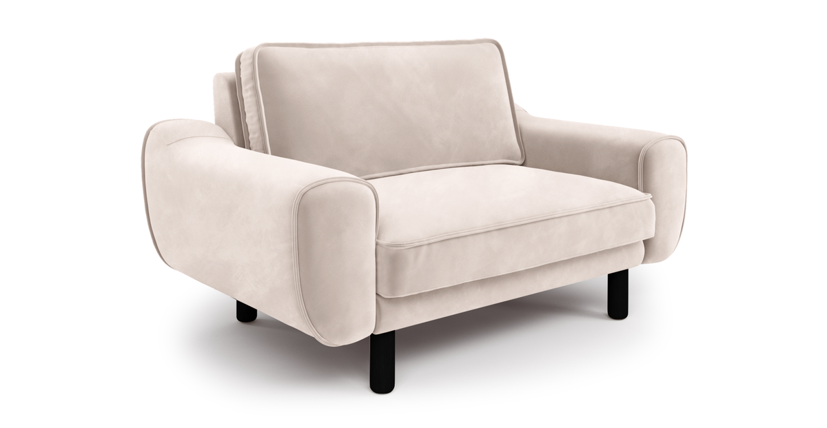 Klem Loveseat Silindir Ahşap Ayak - Kadife